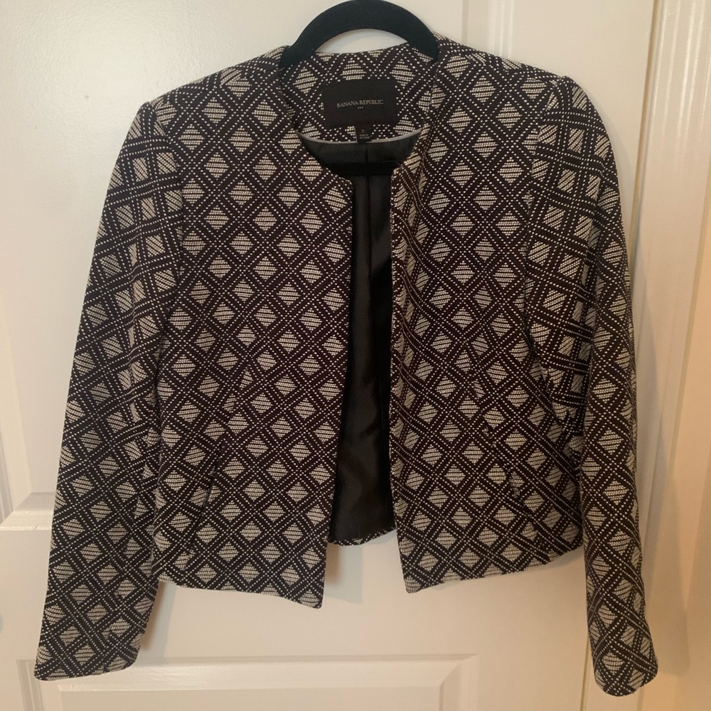 Banana Republic Black and White Diamond Pattern Blazer